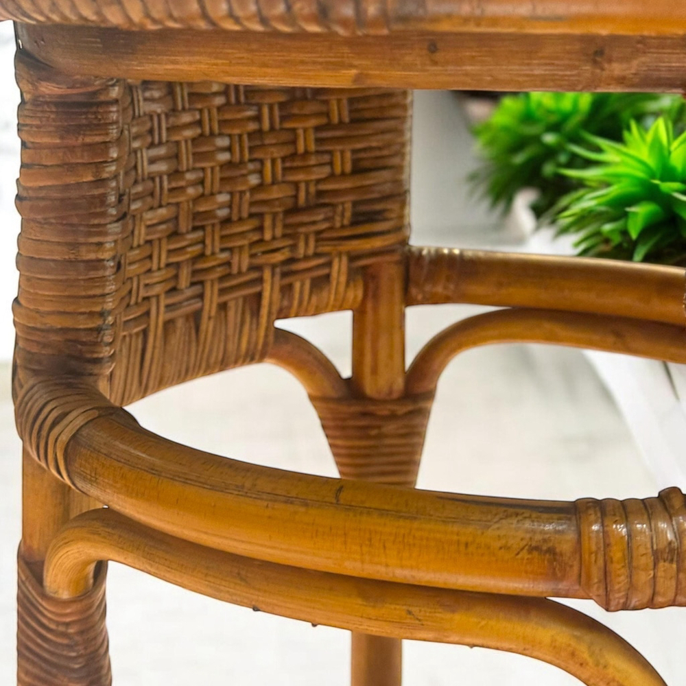 Vintage MCM Rattan and Bamboo side table BOHO Authentic Vintage MCM Home Decor - Picture 4 of 10